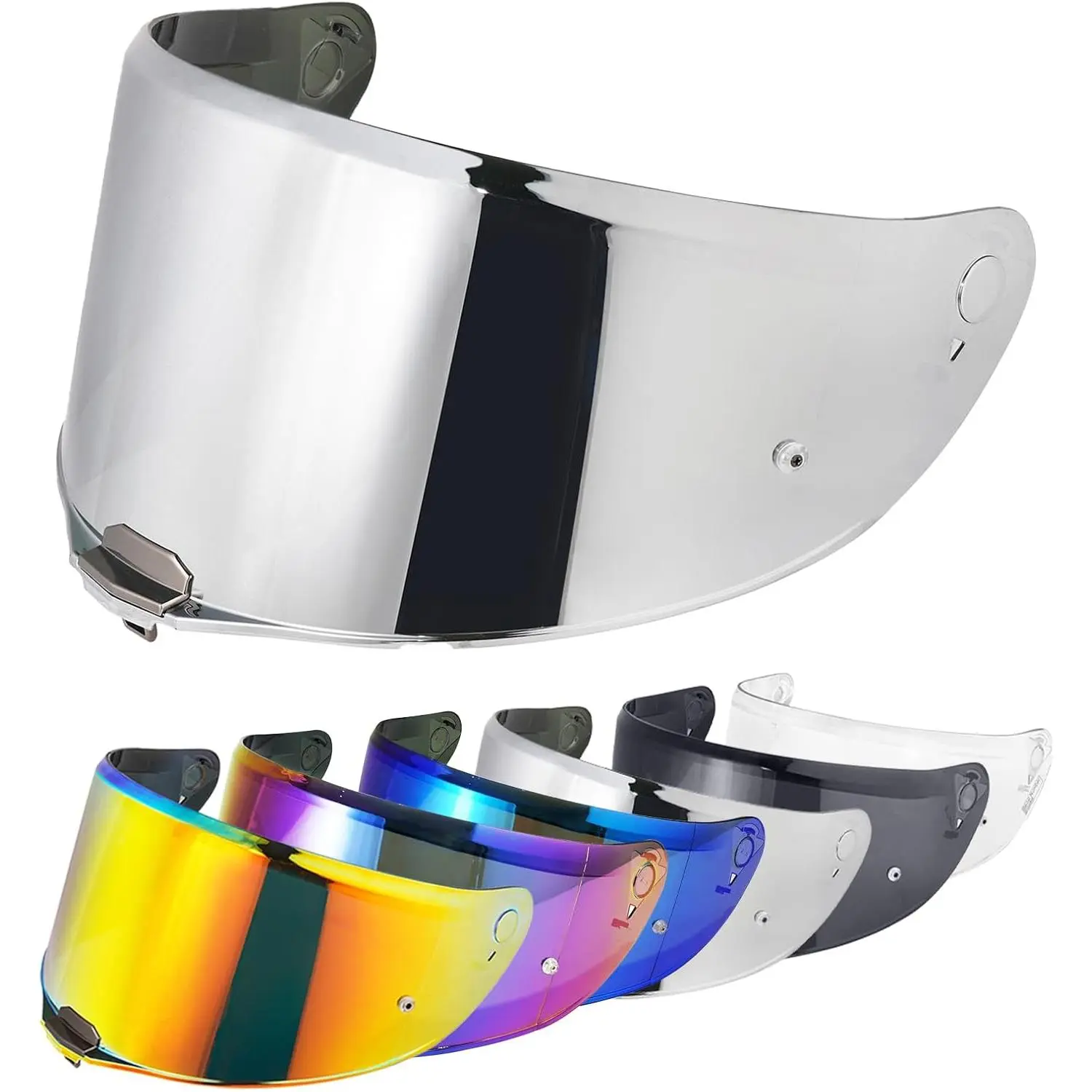 VCOROS Hard-Shell Helmet Visor Shield, Replacement Accessory for FF811 VECTOR II, Citation II Full Face Motorcycle Helmets (Chrome Silver), Hard-Shell Helmet Visors