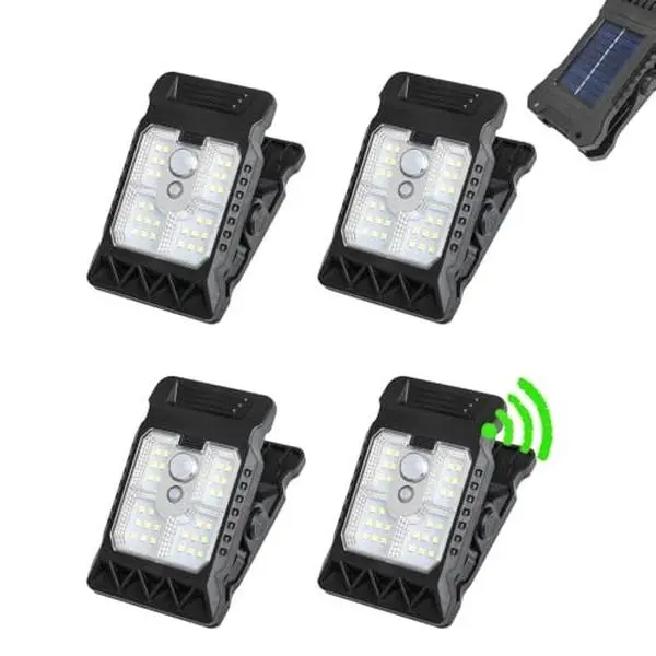 800lm Solar Motion Sensor Lights Outdoor LED Camping Tent Lantern Clip Wall Lamp Waterproof Garden COB Outdoor Courtyard Portable Security Lights for Camp Gutters Fence Garage