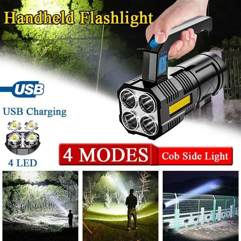 Flashlights High Lumens Rechargeable, 4X LED Super Bright Flash Light, 4 Mode, Waterproof, Powerful Tactical Flashlight for Emergencies Camping Gift