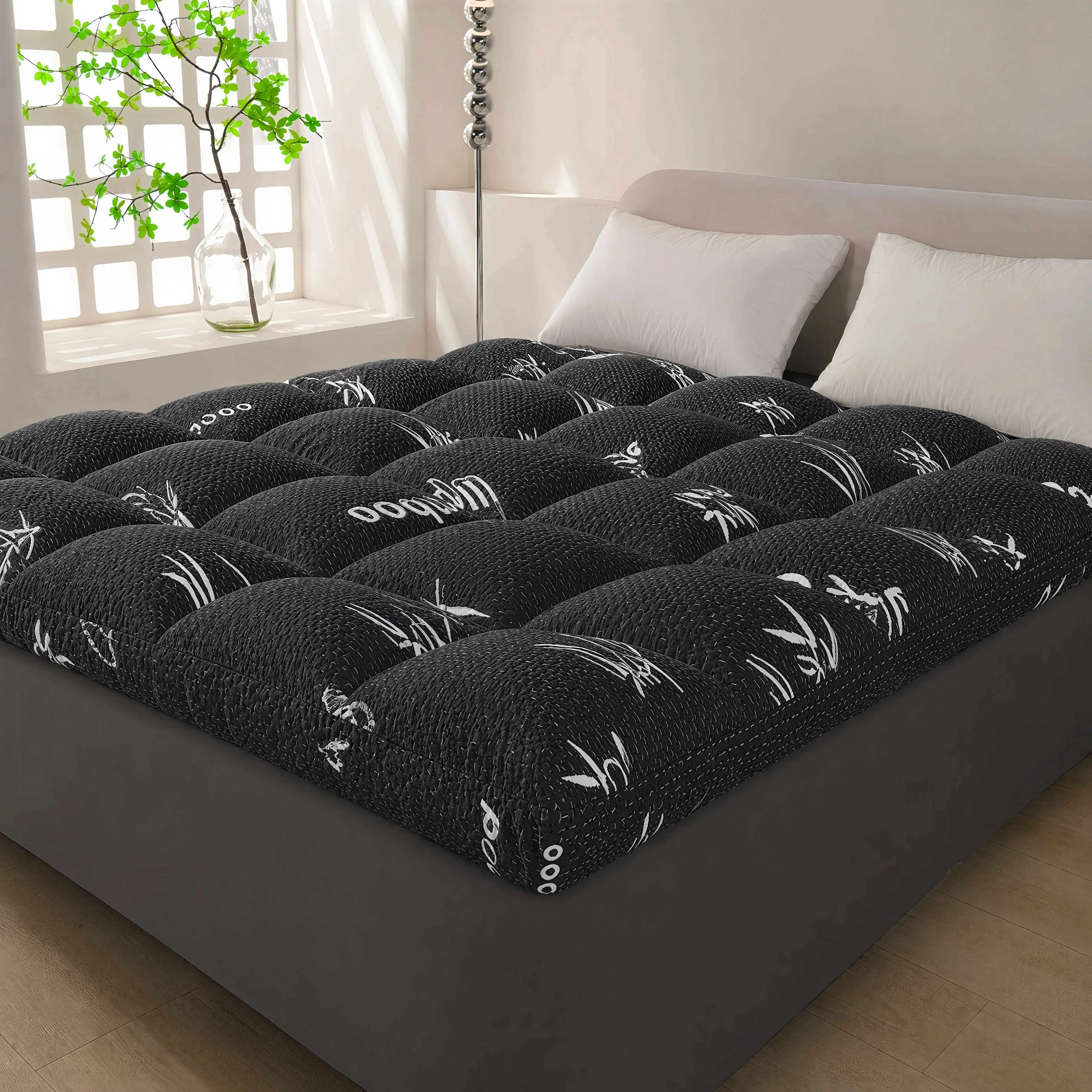 Cosybay Bamboo Mattress Topper, Luxury Comfort Layer, 2 inches Soft Pillow Top Mattress Pad Cover for Back Pain, Viscose Mattress Protector with 8-21 Inch Deep Pocket, Machine Washable, for Bedroom #homeessentials #halloweenfinds #tiktokshopbacktoschool