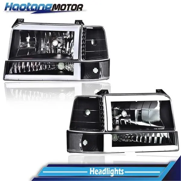 CROSSDESIGN LED DRL Replacement Headlight Assemblies - 6PCS LED Lights with Corner, Bumper Lamps, Vehicle-Specific Fit for 1992-1996 FORD F150, F250, F350 F-Super Duty, Plug-N-Play, Car Exterior Upgrade, Car Lighting