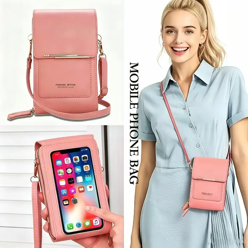 Touchscreen Phone Pouch for Women: StylishCrossbody Phone Pouch and Key HolderTrendy Minimalist Elegant Women'sTouchscreen Crossbody Phone Wallet - Multi-Card Slots & Coin Pouch
