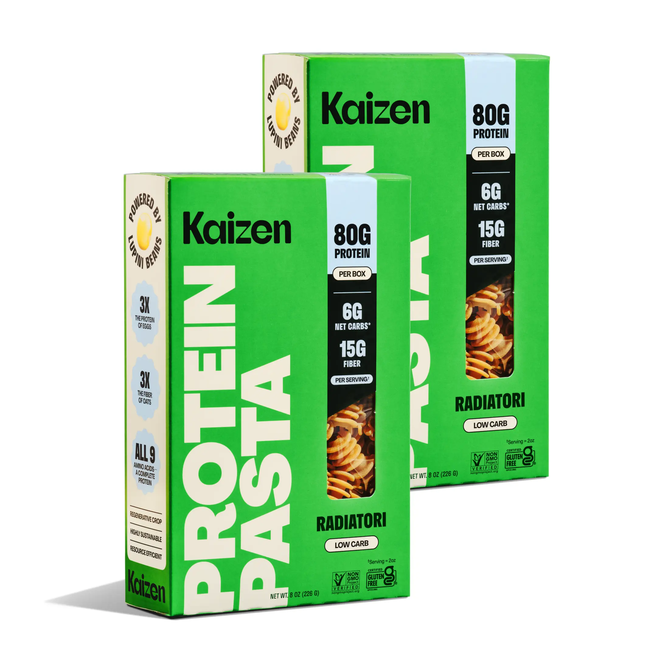Kaizen High Protein, Low Carb Radiatori Pasta - 20g Protein, 6g Net Carbs, Gluten Free, Keto Friendly (8oz)