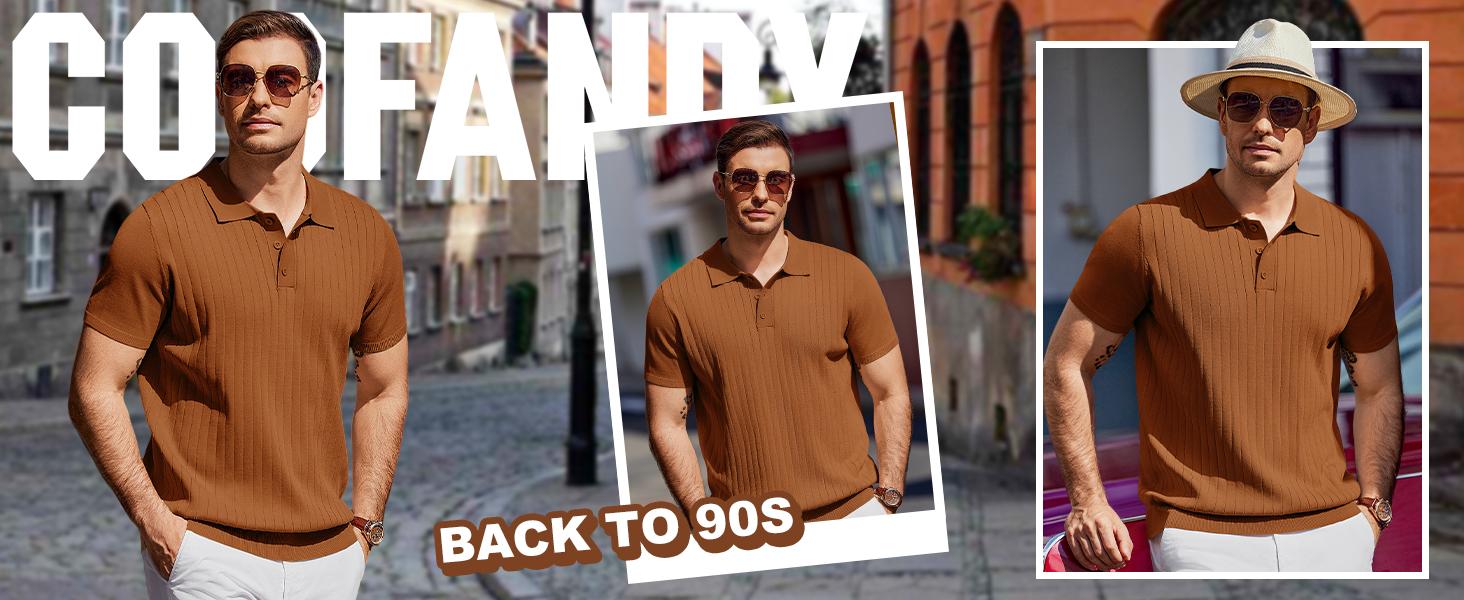 COOFANDY Men's Knit Polo Shirts Short Sleeve Ribbed Knitted Shirt Summer Lightweight Casual Golf Shirts COOFANDY Men's Knit Polo Shirts Short Sleeve Ribbed Knitted Shirt Summer Lightweight Casual Golf Shirts