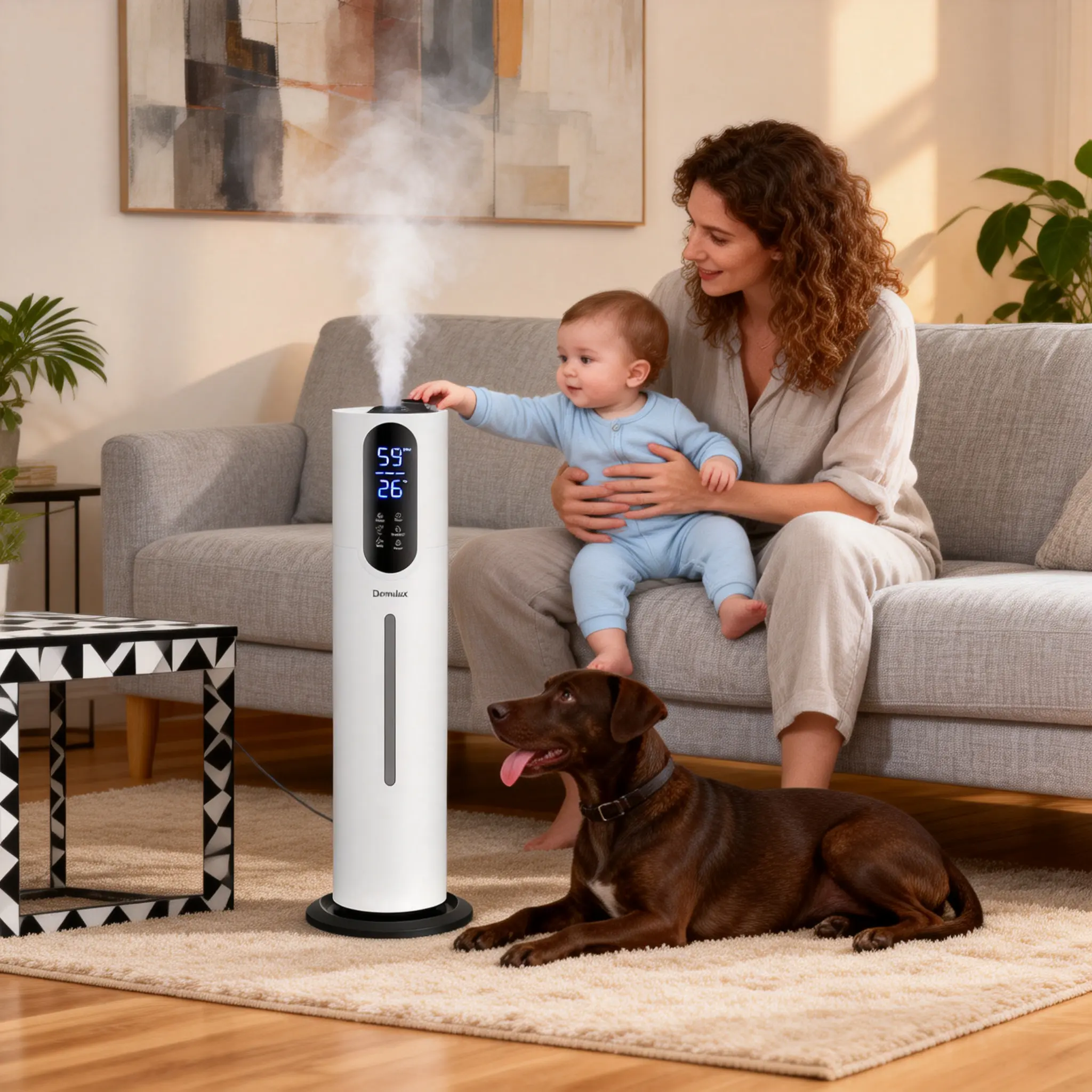 7.5L UV-C Sterilizing Air Purifier with Humidifier (US Plug), Anti-Bacteria Clean Tank Tech, 2200sq.ft Large Home Coverage, 50H Cold Air Diffuser Fragrance, Smoke Dust Odors Removal, Remote Control, Low Noise Sleep Mode, White, Mother's Day Gift, Allergy,