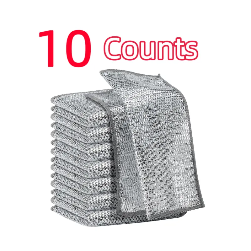 ZenDecor 10-30 PCS Non-Scratch Fish-Scale Steel Wool Dishcloths - Durable Easy Clean Polyester Synthetic Mesh Scrubber for Kitchen/Bath Home Cleaning Supplies, Double-Layer, Drying Cleaning Cloths