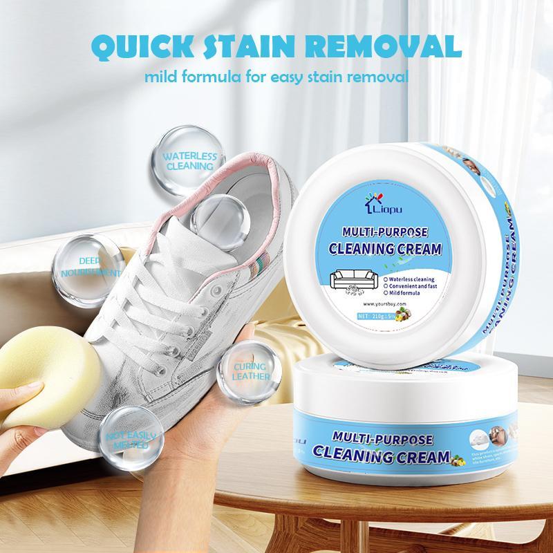 White Shoe Paste Cleaning Kit - Sneaker Stain Remover Paste - No-Rinse Formula with Sponge - Footwear, Comfort   maintainance Home CaNo-rinse cleaningre Multifunctional cleaning