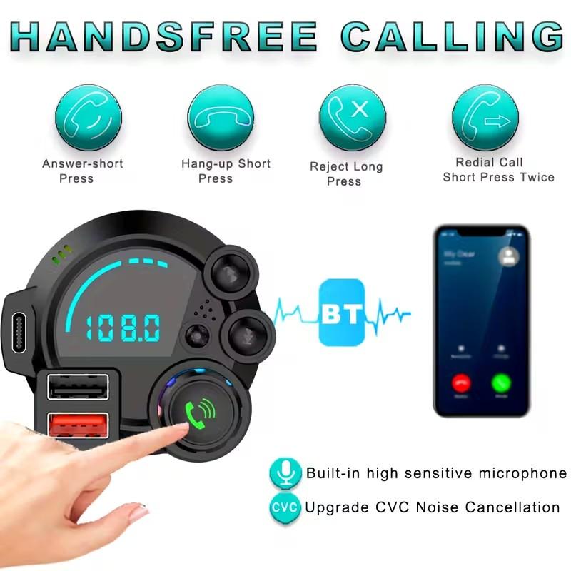 Bluetooth 5.3 FM Transmitter for car, car Bluetooth Adapter QC3.0 & PD20W, MP3 Music Player Supports TF Card & USB Disk, Wireless Radio Receiver Hands-Free Calling LED Display, black Bluetooth 5.3 FM Transmitter for car, car Bluetooth Adapter QC3.0 & PD20W, MP3 Music Player Supports TF Card & USB Disk, Wireless Radio Receiver Hands-Free Calling LED Display, black