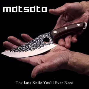 Matsato Japanese Chef Knife – Razor Sharp 5.8” Stainless Steel Damascus Style Blade, 11” Professional Kitchen Knife for Meat, Vegetables, Grill & BBQ, 2.5mm Thick for Effortless Slicing, Rust Resistant Cooking Knife with Oak Wood Handle