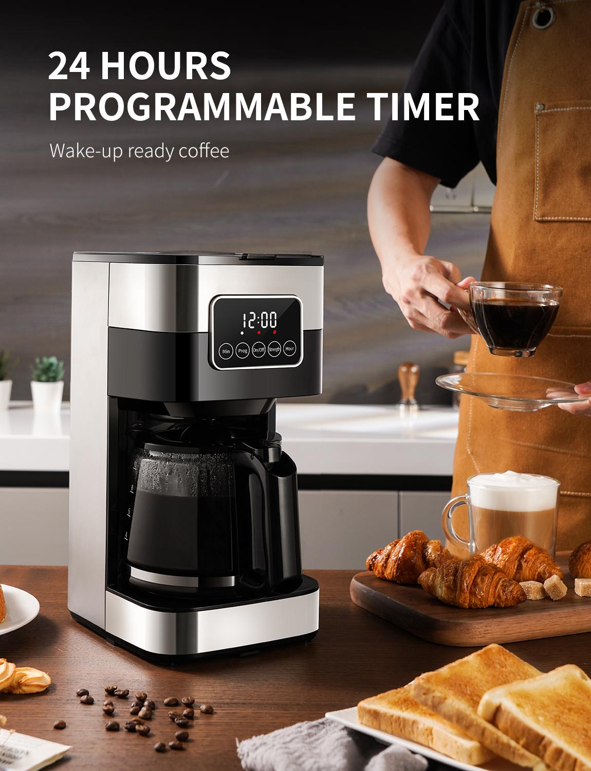 SHARDOR 10-Cup Drip Coffee Maker with Touch-Screen Programmable, Stainless Steel Brew Coffee Machine, Pause & Serve, Regular & Strong Coffee Brewer, Black SHARDOR 10-Cup Drip Coffee Maker with Touch-Screen Programmable, Stainless Steel Brew Coffee Machine, Pause & Serve, Regular & Strong Coffee Brewer, Black