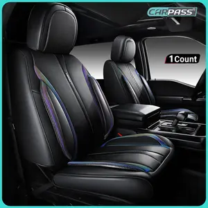 CAR PASS 2/5 seats Fluorescent Green & Nappa Leather Car Seats Cover Front Seats only Cushioned, Waterproof Fit for SUV Sedan Truck Pickup Vehicle