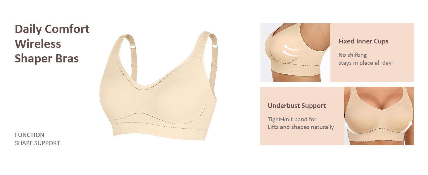 FeelinGirl Wireless Bras for Women Built-in Soft Cups no Underwire Bralettes flexible Straps Full Coverage Everyday Bras live stream#15
