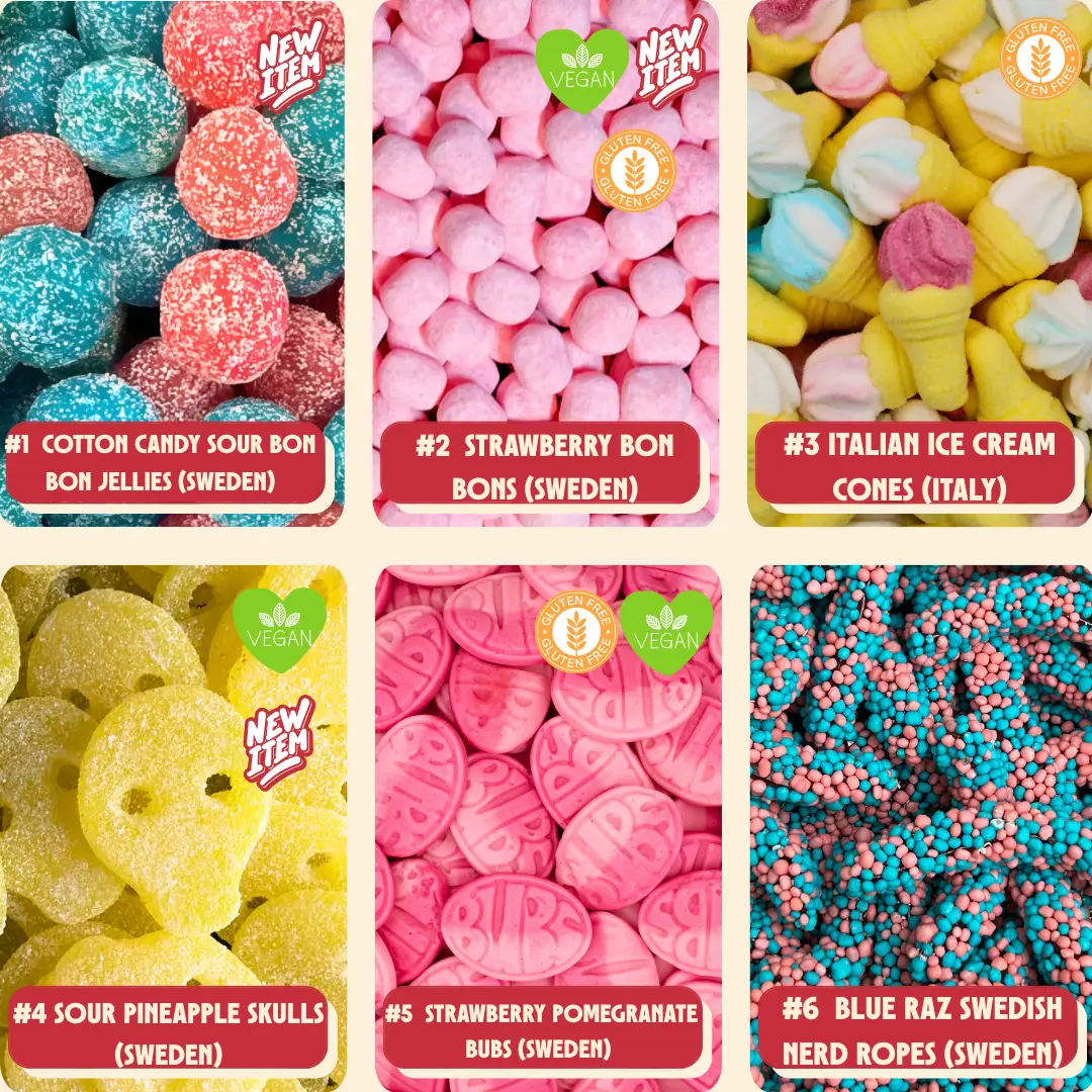 Stock Boy Build-A-Bag - 2LB - European Candy Mix with Sour Gummy Worms & Bonbon - Live Packaging Available on TikTok - Sweden Origin