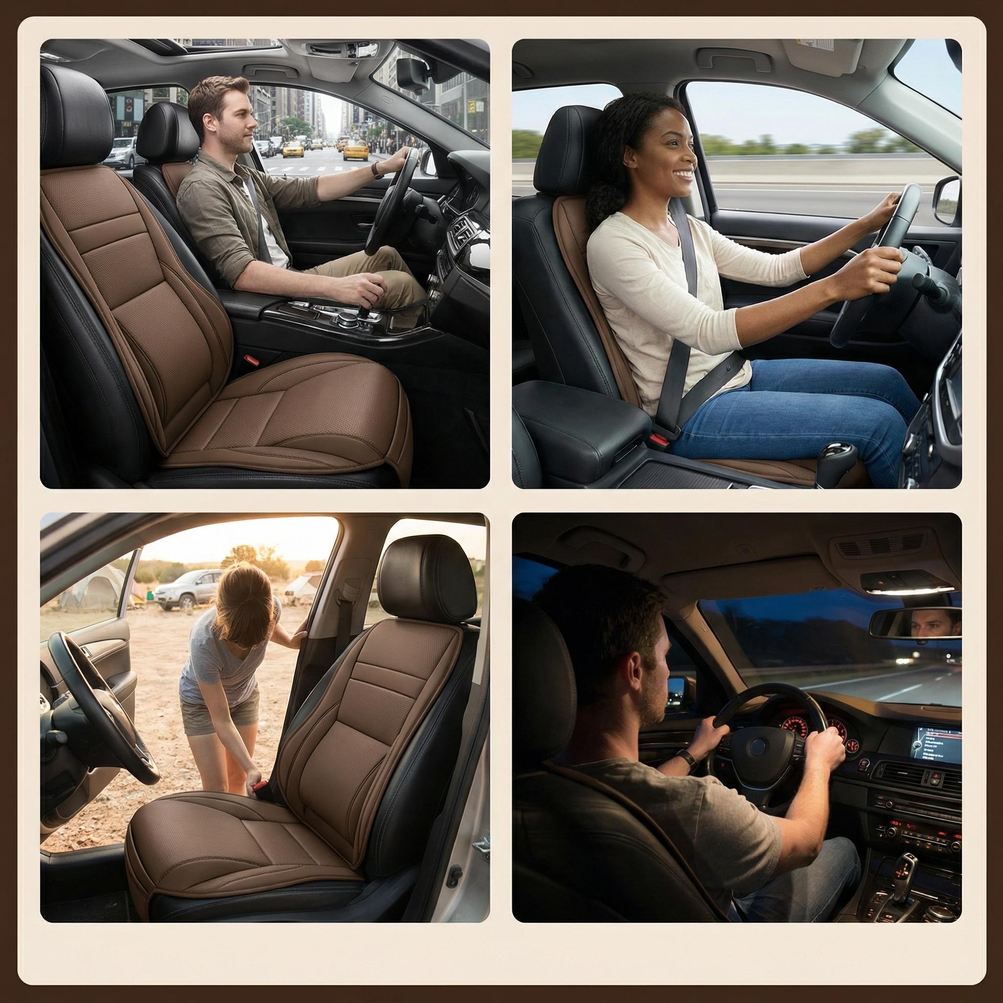 1 Piece For Chevrolet Car Front Seat Cover Protector Waterproof Breathable Five Layer Napa Leather Sit Cushion Pad Mat with Storage Bag Comfortable, Ergonomic Dual Support for Waist & Legs, Universal Fit for Car Sedans SUVs Pickups Trucks