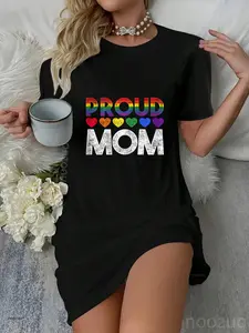 Gay Pride Rainbow Pride Month LGBT Quotes Women Proud Mom LGBT Casual Dress