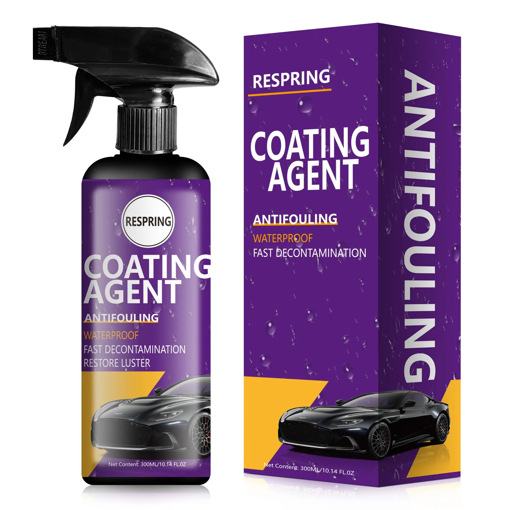 Automobile ceramic coating, car paint sealant, interior protection agent, high-gloss automotive quick coating, car sealant, car external hydrophobic gloss polishing agent (suitable for cars, motorcycles, trucks and campers) 300ML/10.14oz