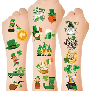 St Patrick Temporary Tattoos Glitter Shamrock Tattoos for St Patricks Day Party Favors Decorations with Irish Themed Accessories 100 PCS