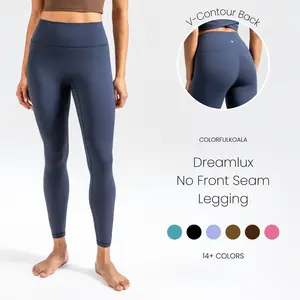 Colorfulkoala Dreamlux No Front Seam Leggings for Women, High Waisted Buttery Soft Yoga Pants 25/28" Inseam