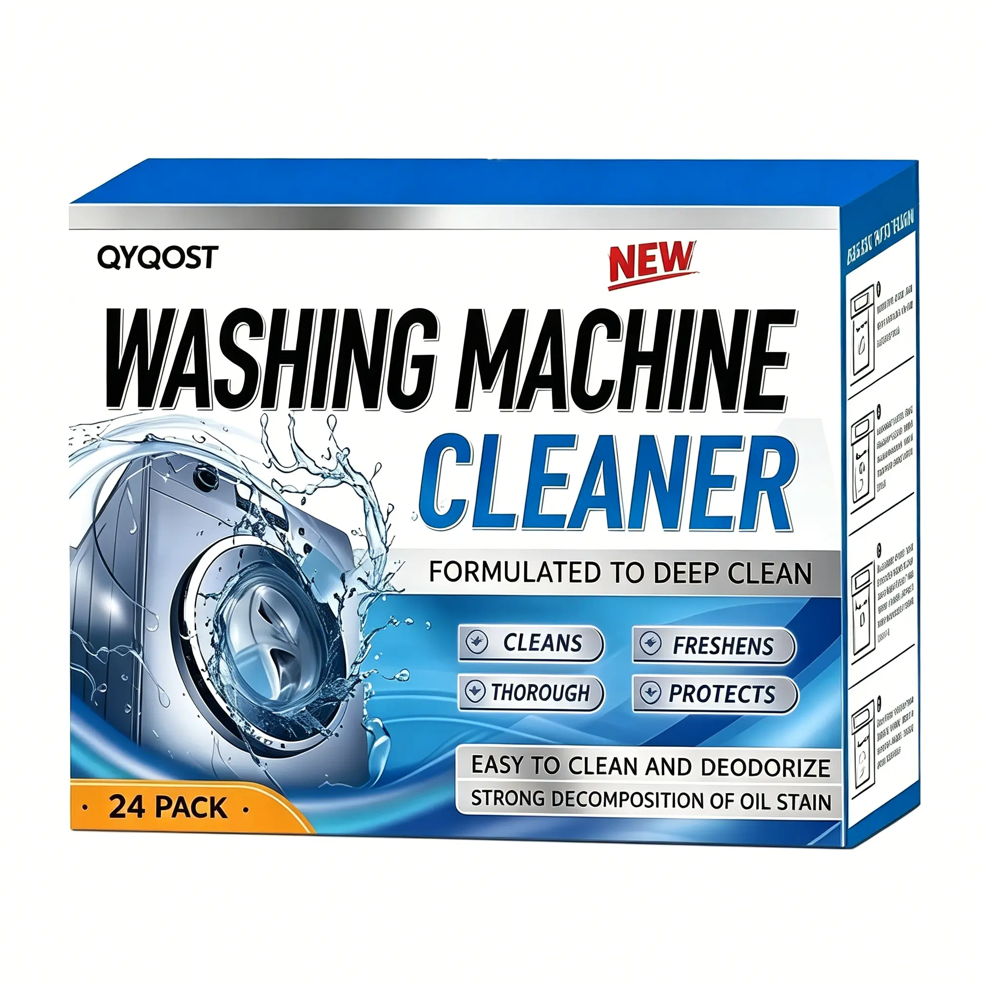Home Cleaning Products Washing Machine Cleaner Tabs - 20/24/40 Packs, 24pc Option, Deep Clean Descaler, Multi-Purpose Deodorizer for Front Load & Top Load Washers, Removes Limescale, Grime, Odor, Add to Washer