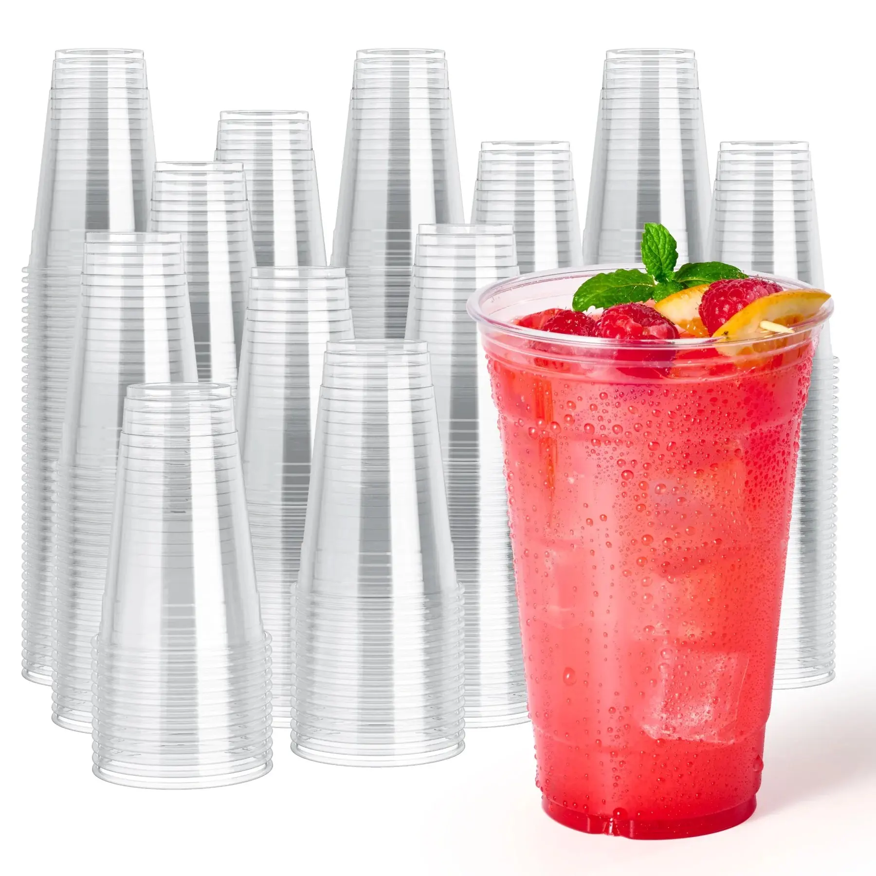 BPA-Free PET Disposable Plastic Cups - 12oz/16oz/20oz Colorful Drinkware for Parties, Iced Coffee | Home & Festive Disposable Tableware