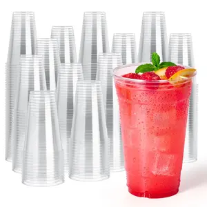 BPA-Free PET Disposable Plastic Cups - 12oz/16oz/20oz Colorful Drinkware for Parties, Iced Coffee | Home & Festive Disposable Tableware