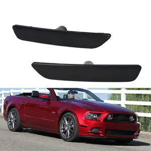 2PCS Smoke Lens Front Bumper Side Marker Lights Covers Housing For Ford Mustang 2010 2011 2012 2013 2014 Replace OEM # AR3Z-15A201-A, AR3Z-15A201-B, FO2551144