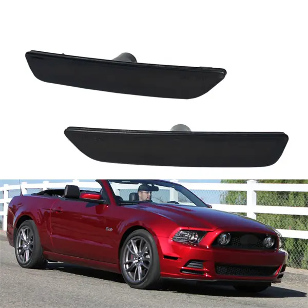2PCS Smoke Lens Front Bumper Side Marker Lights Covers Housing For Ford Mustang 2010 2011 2012 2013 2014 Replace OEM # AR3Z-15A201-A, AR3Z-15A201-B, FO2551144