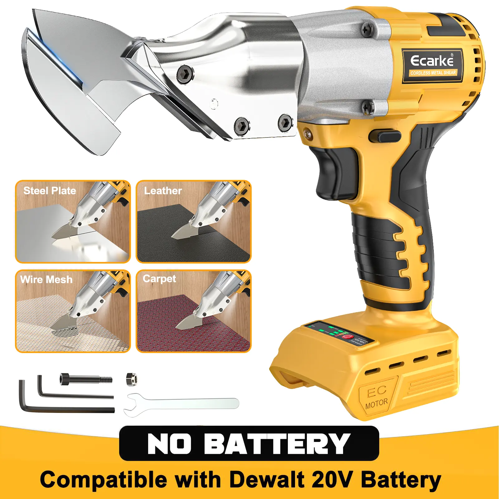 Sheet Metal Cutter for Dewalt 20v, Battery Not Included, Sheet Metal Nibbler - 221 Ft-Lbs Torque Metal Shears - Cuts 18GA Material for Steel, Leather & Carpet - with 360 Degree Pivoting Head
