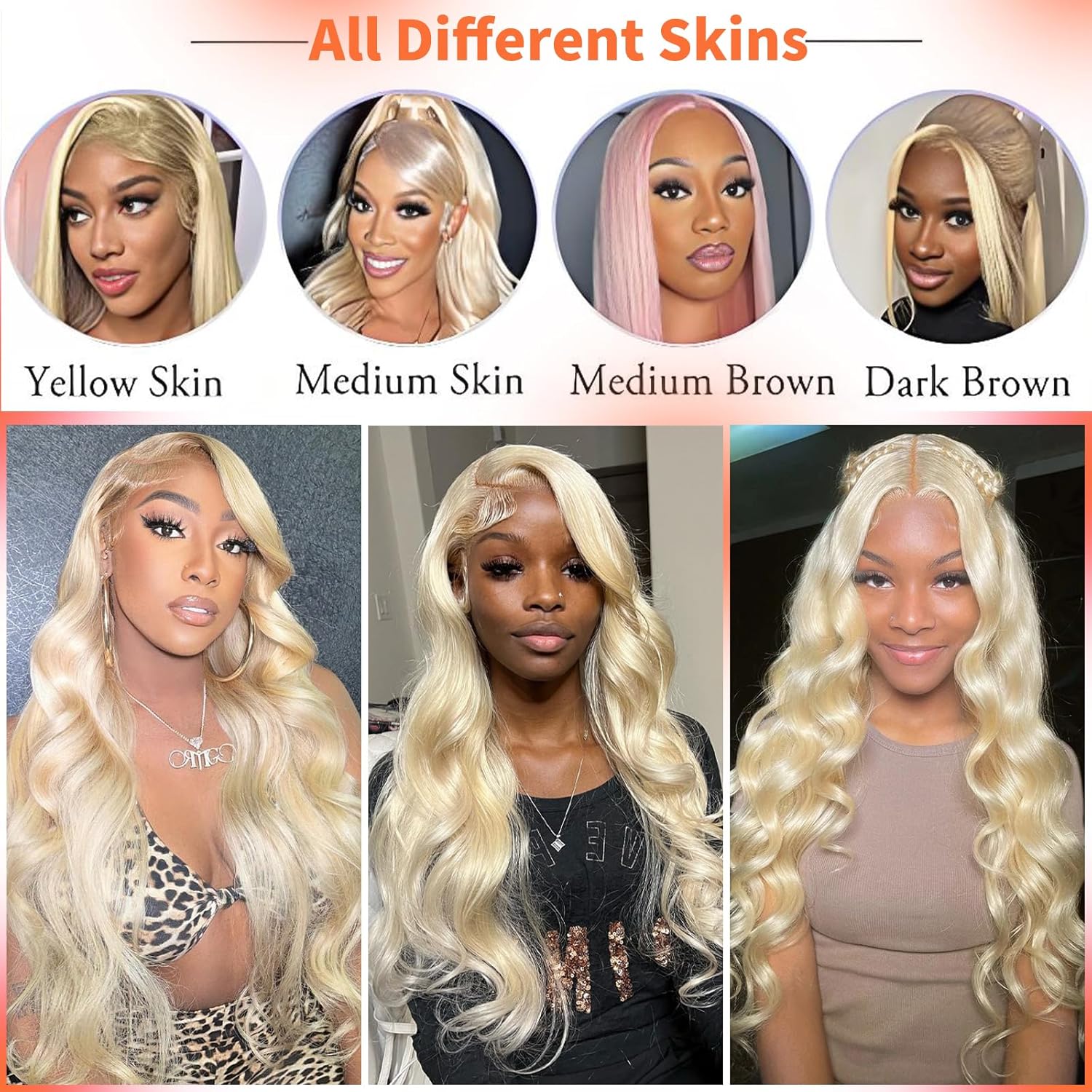 KingSup 613 Blonde Body Wave 100% Human Hair 13x6 HD Lace Front Wig Soft Lightweight Pre Plucked With Baby Hair Super Soft And Natural Looking Breathable Adjustable Strap Comfortable No Shedding Can Be Dyed Bleached Restyled KingSup 613 Blonde Body Wave 100% Human Hair 13x6 HD Lace Front Wig Soft Lightweight Pre Plucked With Baby Hair Super Soft And Natural Looking Breathable Adjustable Strap Comfortable No Shedding Can Be Dyed Bleached Restyled