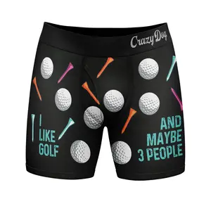 Mens I Like Golf and Maybe 3 People Boxers Funny Sarcastic Golfing Ball Tee Graphic Underwear for Guys Funny Graphic Boxers Sarcastic  Funny Golf  Mens Novelty Boxer Briefs Black