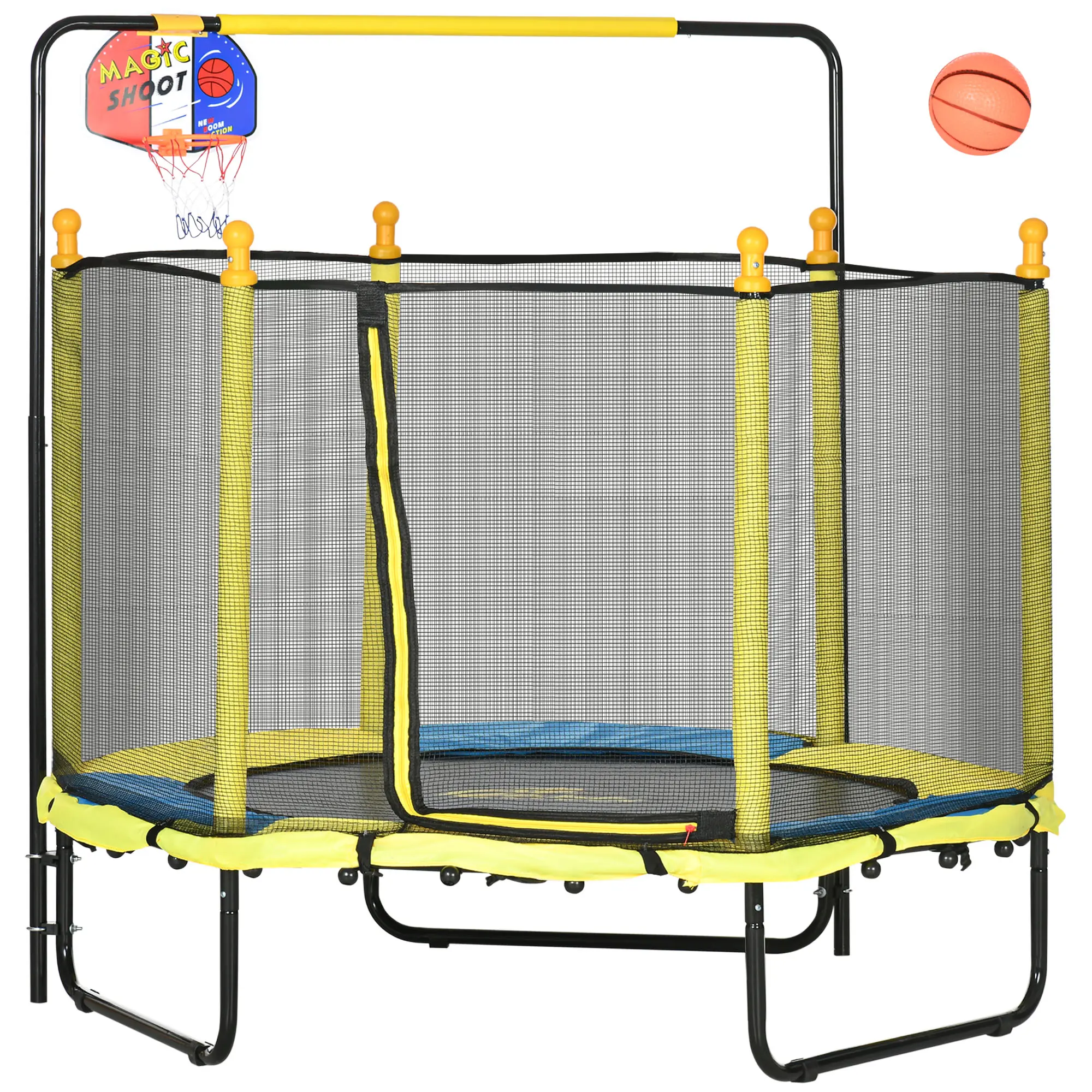 #tiktokshopbacktoschool Outsunny Trampoline for Kids with Safety Enclosure Net, Mini Toddler Trampoline, Recreational Trampoline for Indoor Outdoor, Gifts for Boy and Girl
