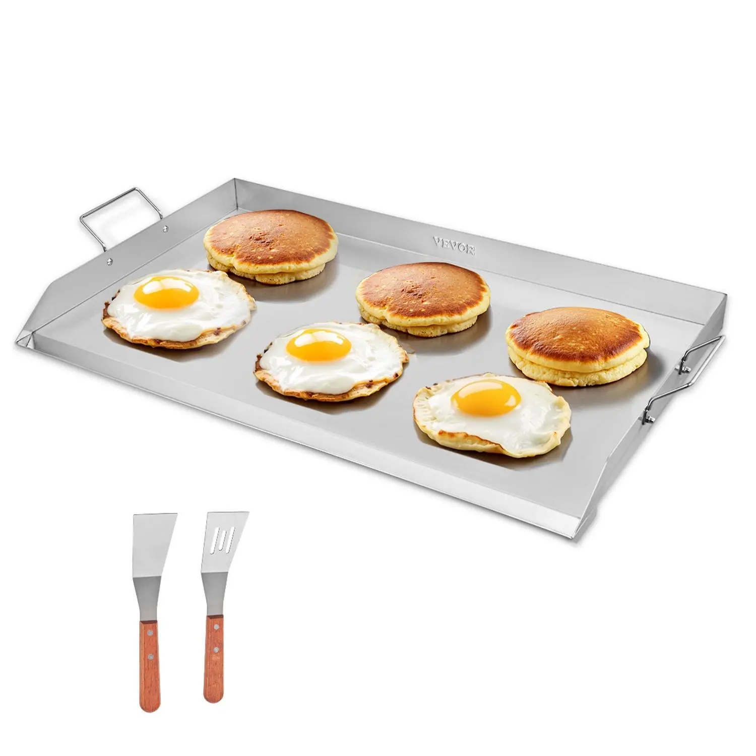 VEVOR Stainless Steel Flat Top Gas Grill Griddle, 36x22 inch X-Reinforced Durable Cookware, Rectangular Plate with Handle & Grease Drain for Outdoor Cooking, BBQ, Camping#BackToSchool