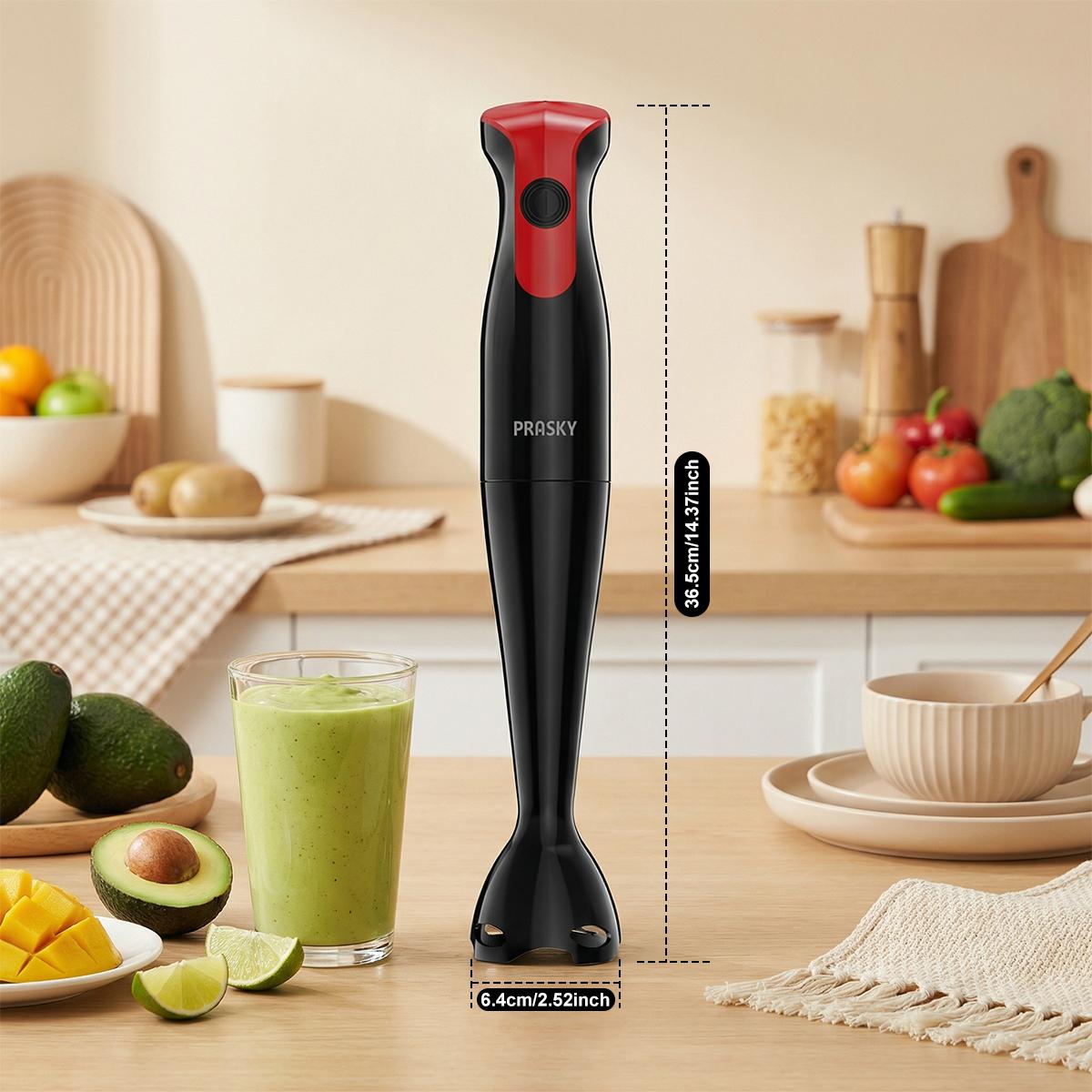 PRASKY Professional Hand Blender 1200W Motor 20 Speeds Modes with Turbo Stainless Steel Blade Egg Whisk Beaker Chopper Bowl Multi-Function Kitchen Stick Mixer for Soups, Smoothies, Baby Food & Juicer