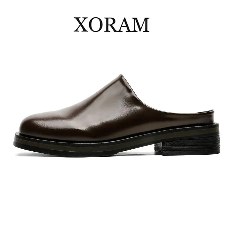 XORAM Men's Shoes 2026 New Four Seasons Big Toe Mules Closed-Toe Slip-On Trendy Fashion Half Slippers Casual Clogs Footwear 74643-3 Boy