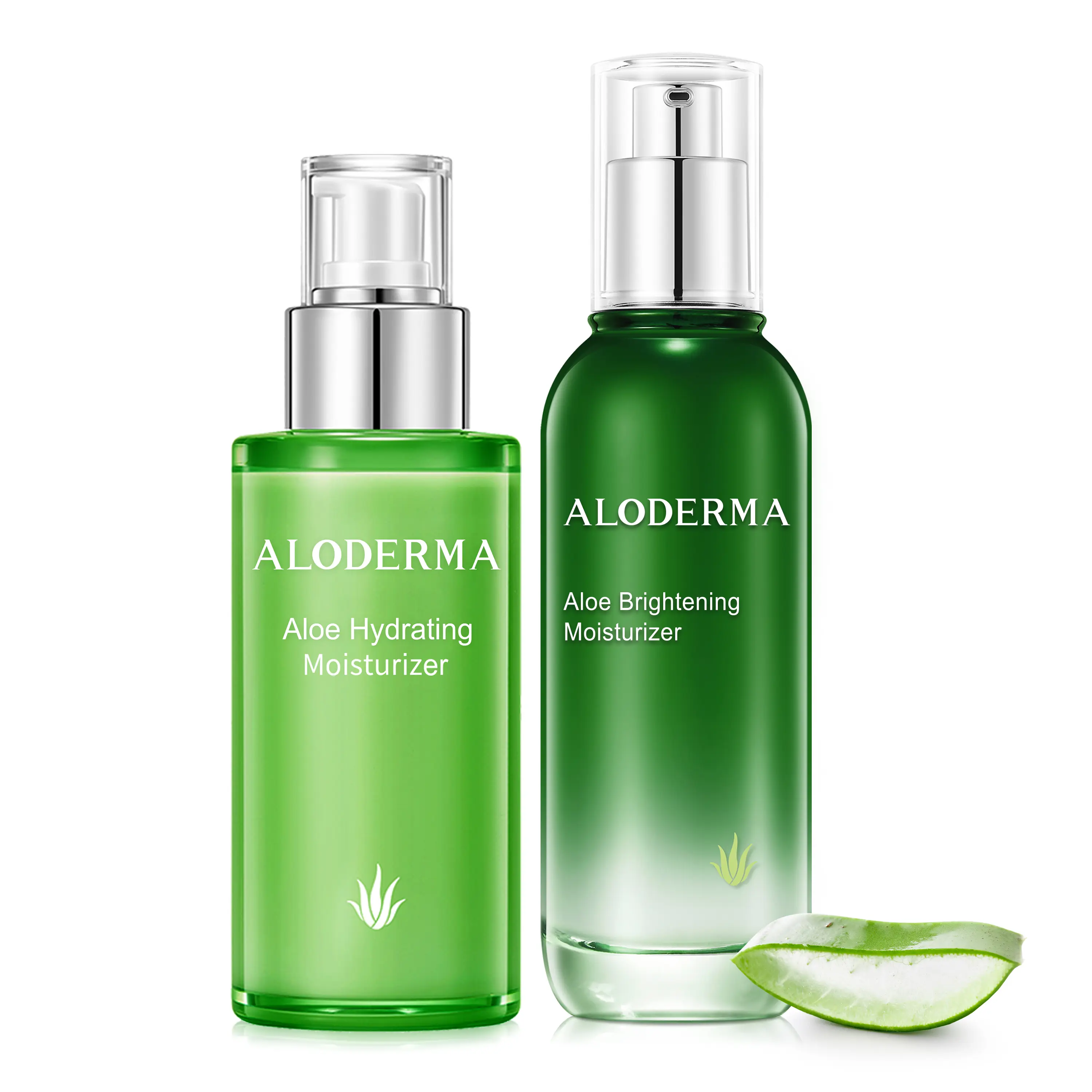 Aloderma Organic Aloe Face Moisturizer Set - 2-Piece Daily Skincare, Hydrating Lotion for Moisture, Radiant Skin & Soft Skin, Glow Up, Dark Spots Treatment, Deep Hydration, Dewy Skin