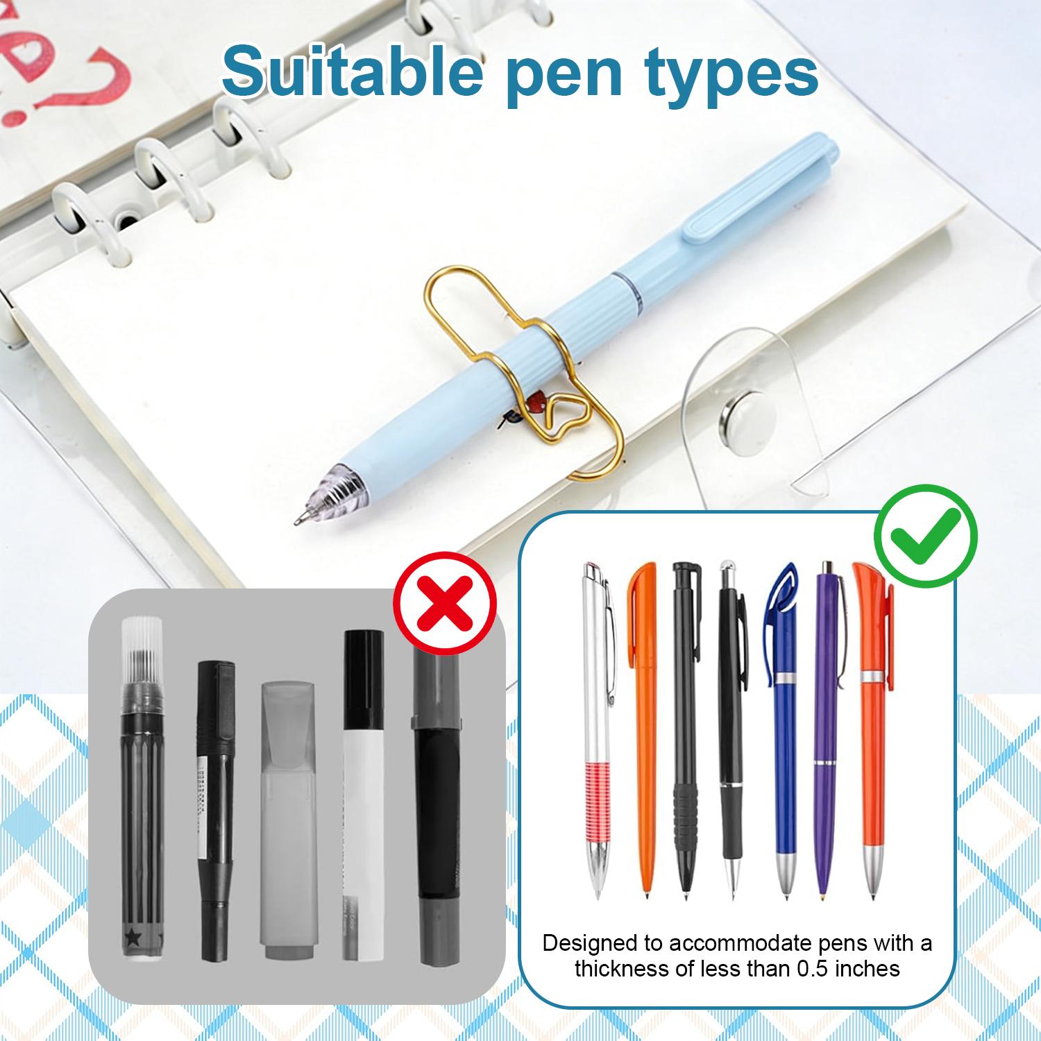 10Pcs Metal Pen Clips in Gold/Silver/Rose Gold - Paperclip Pen Holders for Notebooks and Papers,Metal Pen Clip Holder and Pen Holder Clip  for Notebook Book Journal Office School