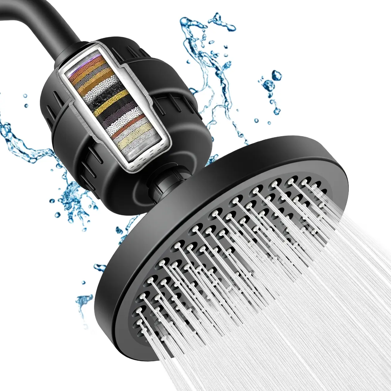 Filtered Shower Head Set 15 Stage Shower Filter -ReducesChlorine And Heavy MetalsHigh Pressure Showerhead FilterWith é" Round, Luxury Polished Chrome