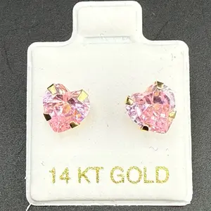 14k gold pink heart earrings 14k gold pink heart earrings