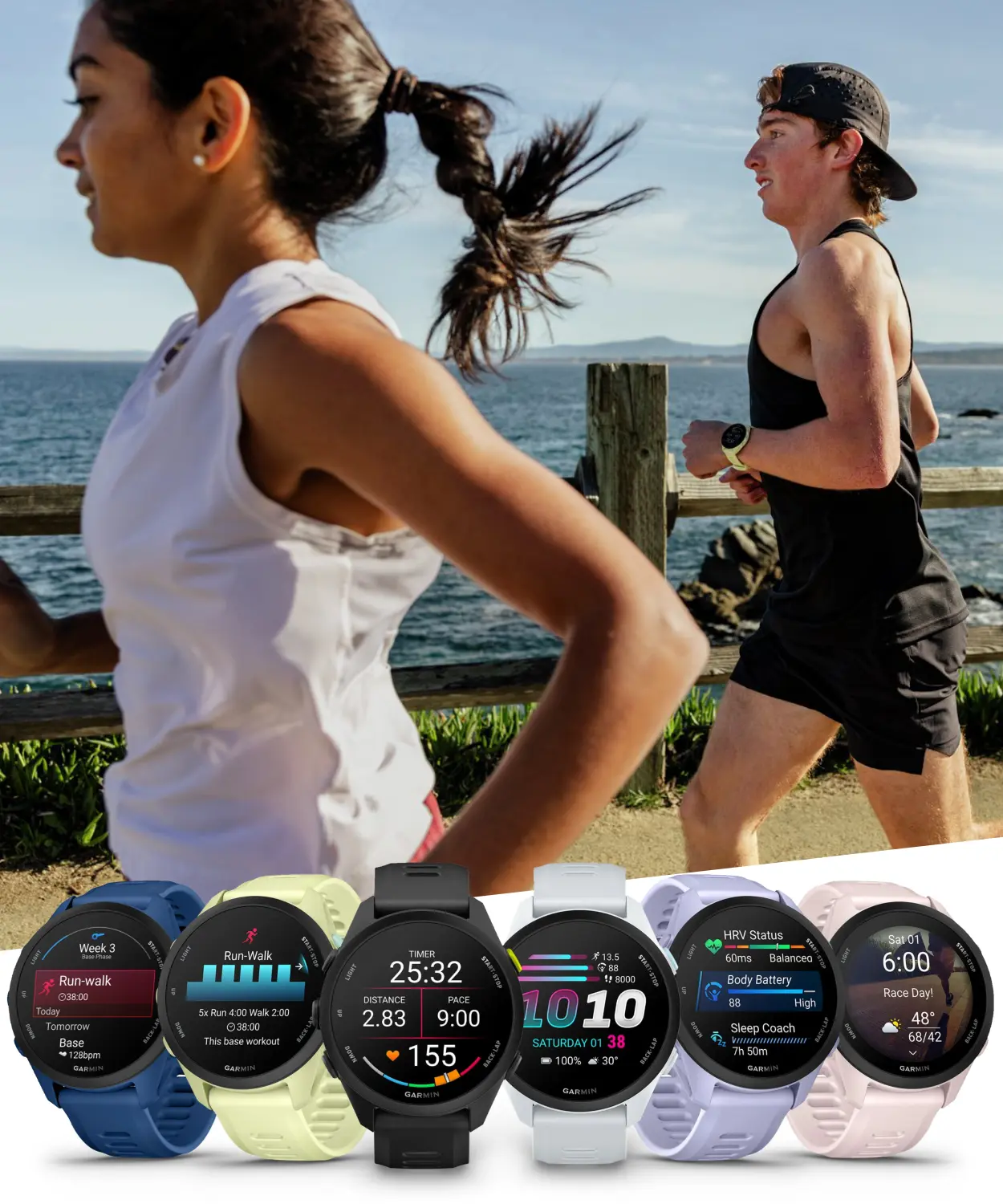Garmin Forerunner 70 Easy-to-Use GPS Running Smartwatch AMOLED Touchscreen Display
