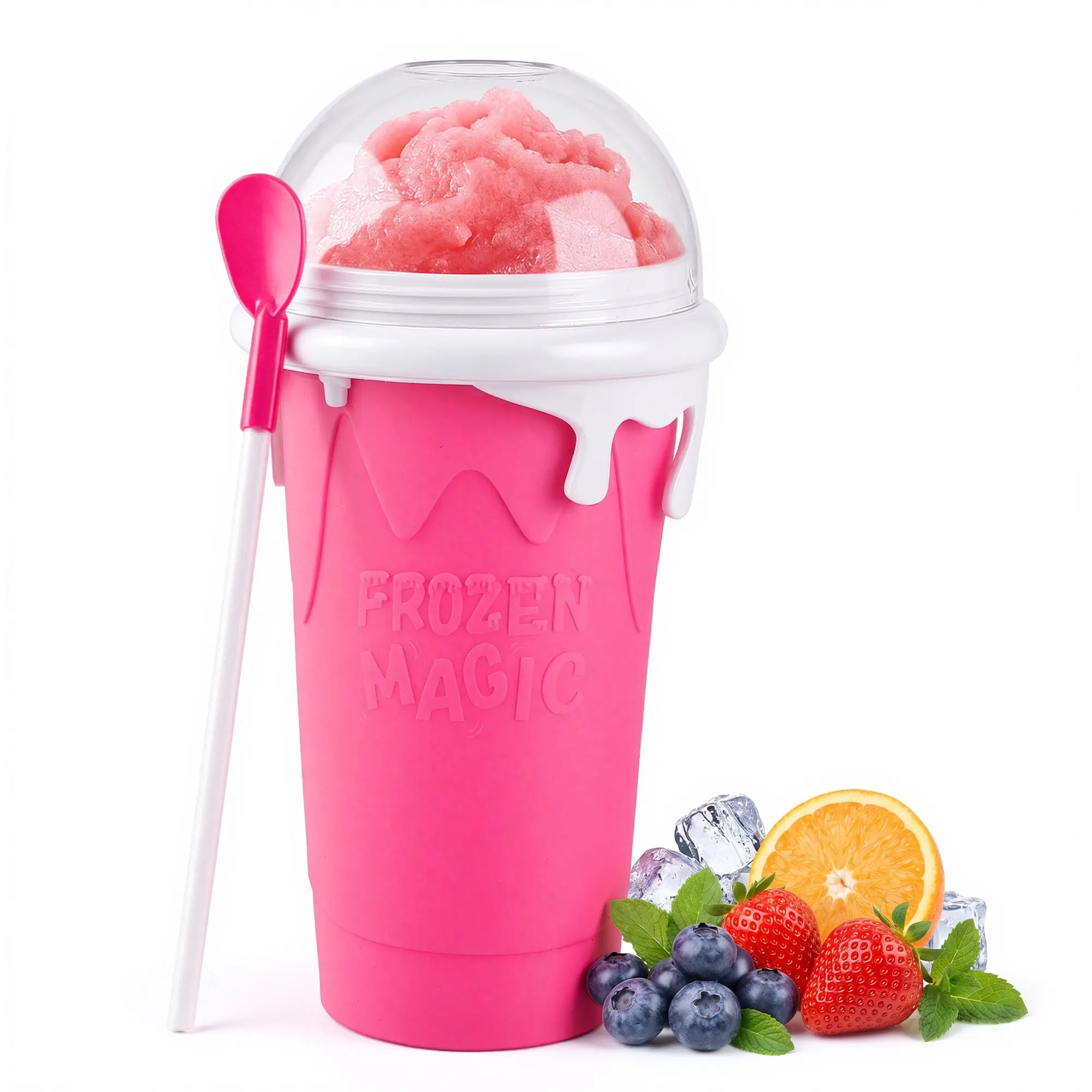 16.9oz Slushie Maker Cup Drinkware, Frozen Magic Squeeze Tool with Lid & Straw, DIY Cooling Container for Juice Milk Yogurt Ice Cream, Kitchenware Gift for Friends, Slushy Maker Cup,dorm essentials,home decor,home essentials,camping essentials