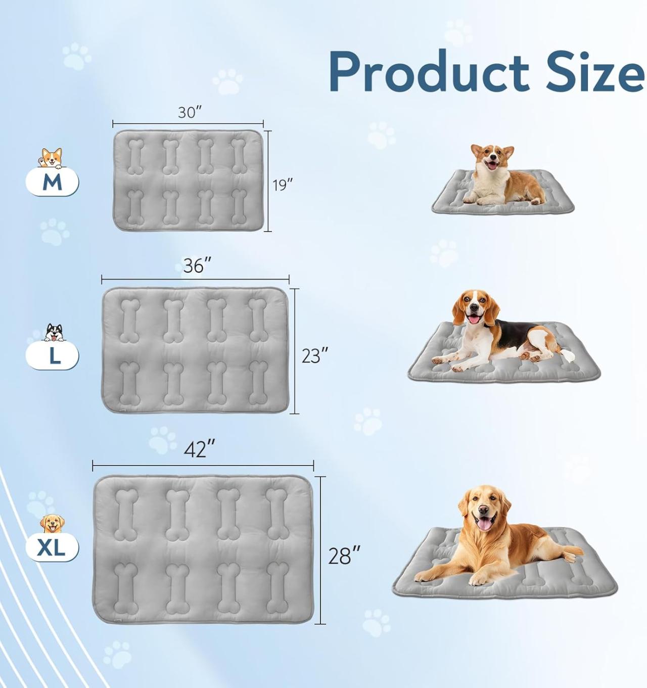 2PCs Cooling Pet Mat - Thickened Non-Slip Cooling Pad for Large Dogs Cats, Indoor Outdoor Portable Lightweight Pet Cooling Mats for Dog Bed Crate Tunk Camping, Durable Machine Washable, Grey Bones Pattern #TiktokShopSpringGlowUp