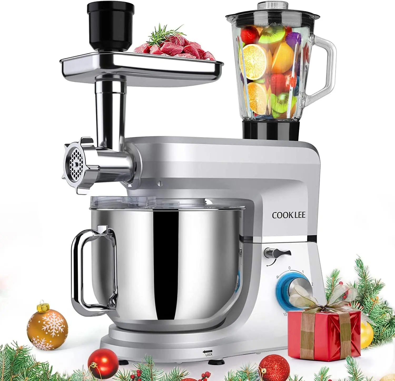 COOKLEE Multifunctional 6-in-1 Standing Mixer - 8.5 Qt Powerful Household Mixers with 9 Accessories for Home Baking & Cooking, Multifunctional Stand Mixer,home essentials