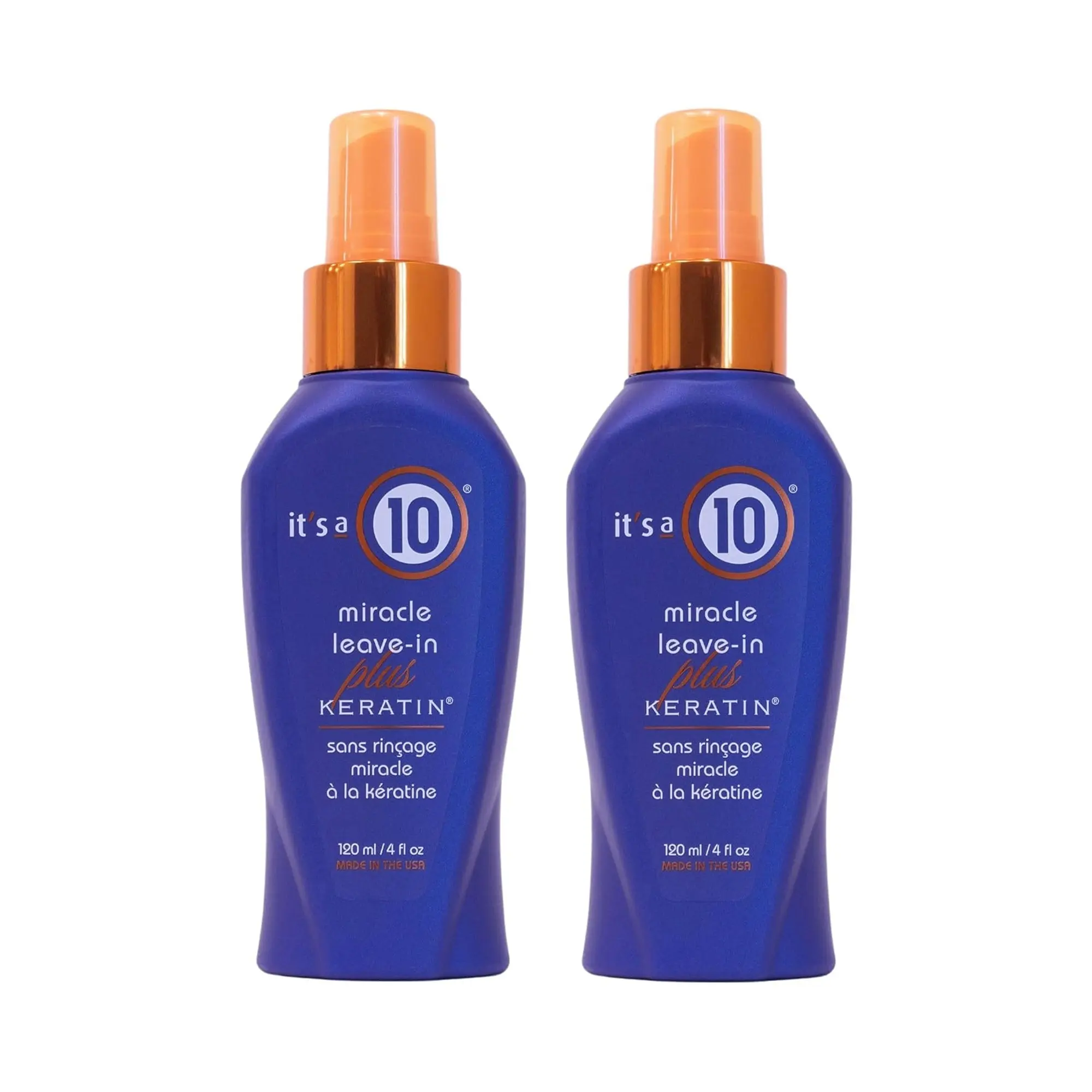 It's A 10 Miracle Leave-In Conditioner Plus Keratin, 4oz, 2-Pack - Scented Haircare Treatment for Smooth Hair & UV Protection, Dry