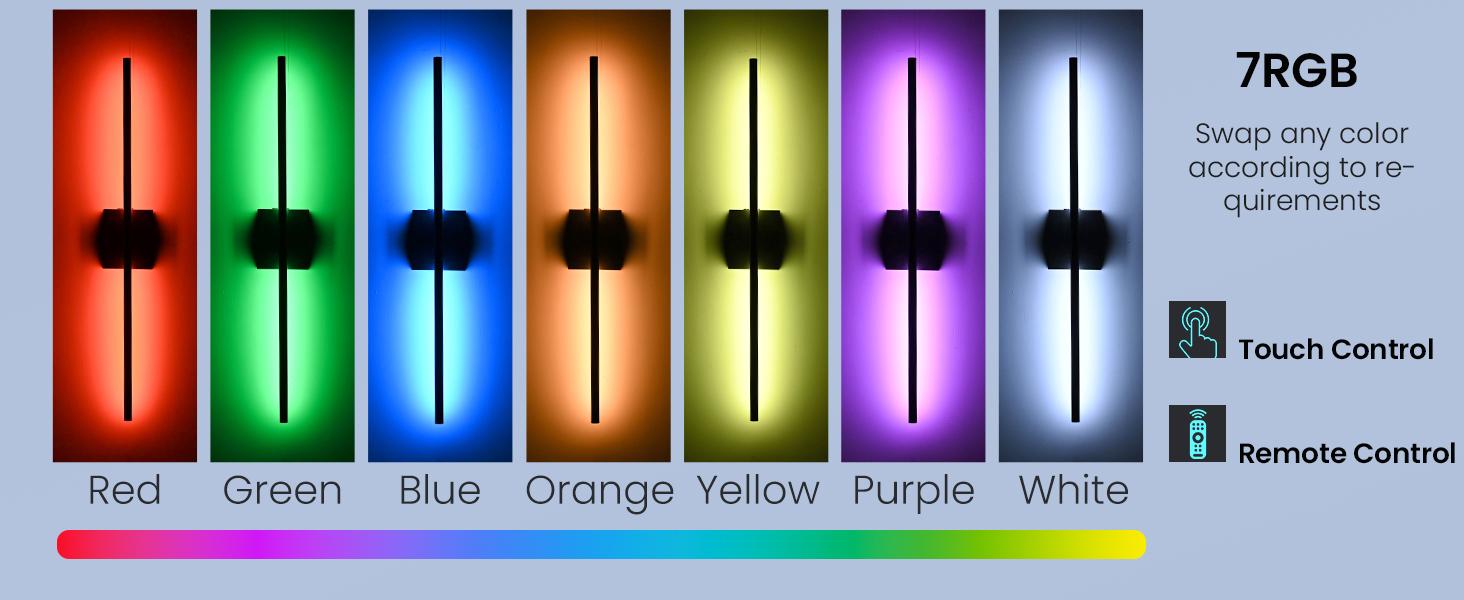 Battery Operated Wall Lights Set of Two, Non-Removable Battery, 10000mAH Rechargeable Wall Lamps with Remote Control, Dimmable RGB LED Wireless Wall Sconces for Bedroom, Living Room, Hallway, Dining Room, 360° Rotate 3CCT