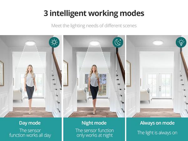 Wowatt Wireless Rechargeable LED Ceiling Light – 3 Color Modes, Dimmable, Motion Sensor, Timer, Remote, 7.48" – Perfect for Closet, Hallway, Shower, Kitchen