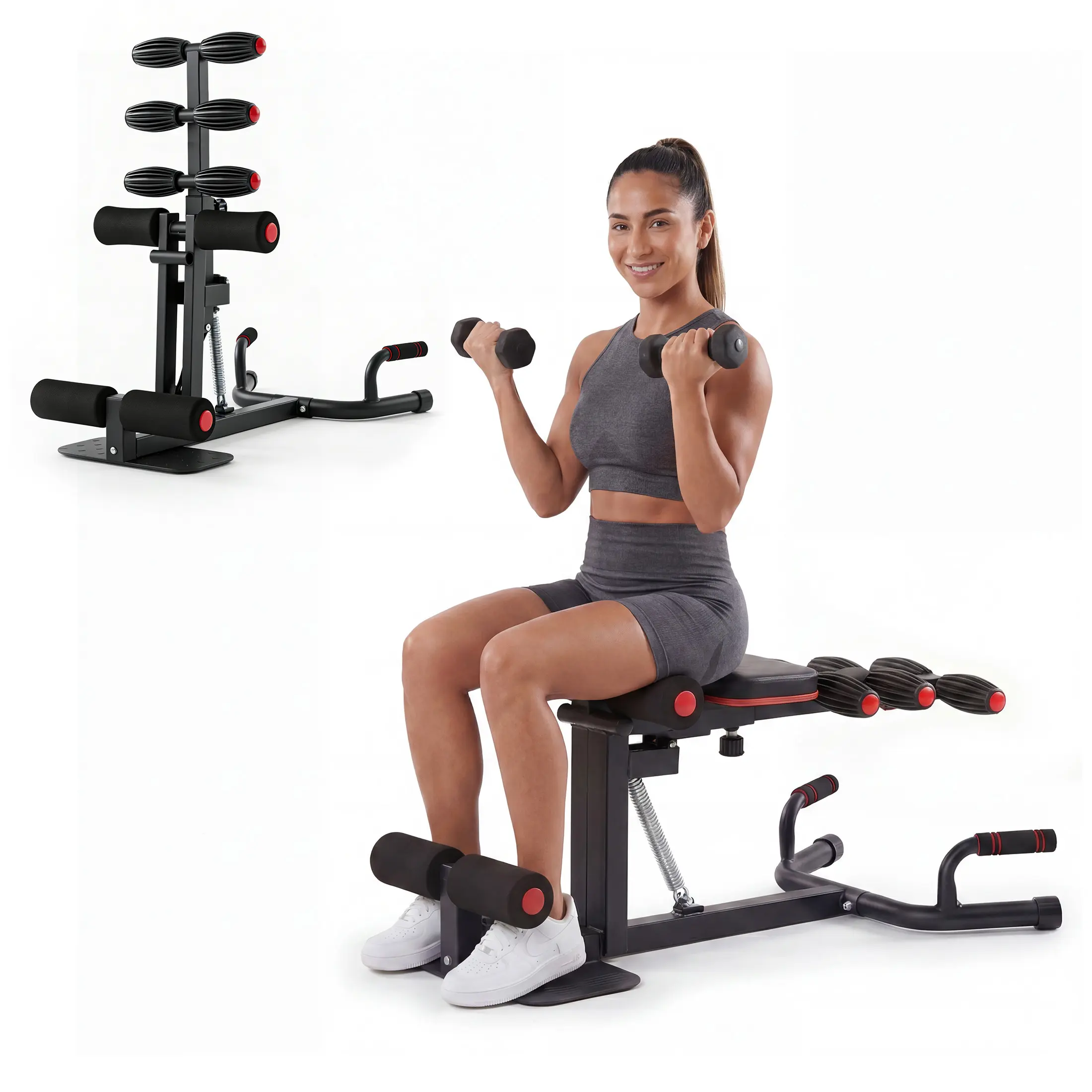 Deep Squat Machine, Heavy-Duty Steel Home Workout Station for Full Body Workout, Compact and Adjustable Glutes Trainer for Core & Leg Strength Training, Butt Workout Equipment