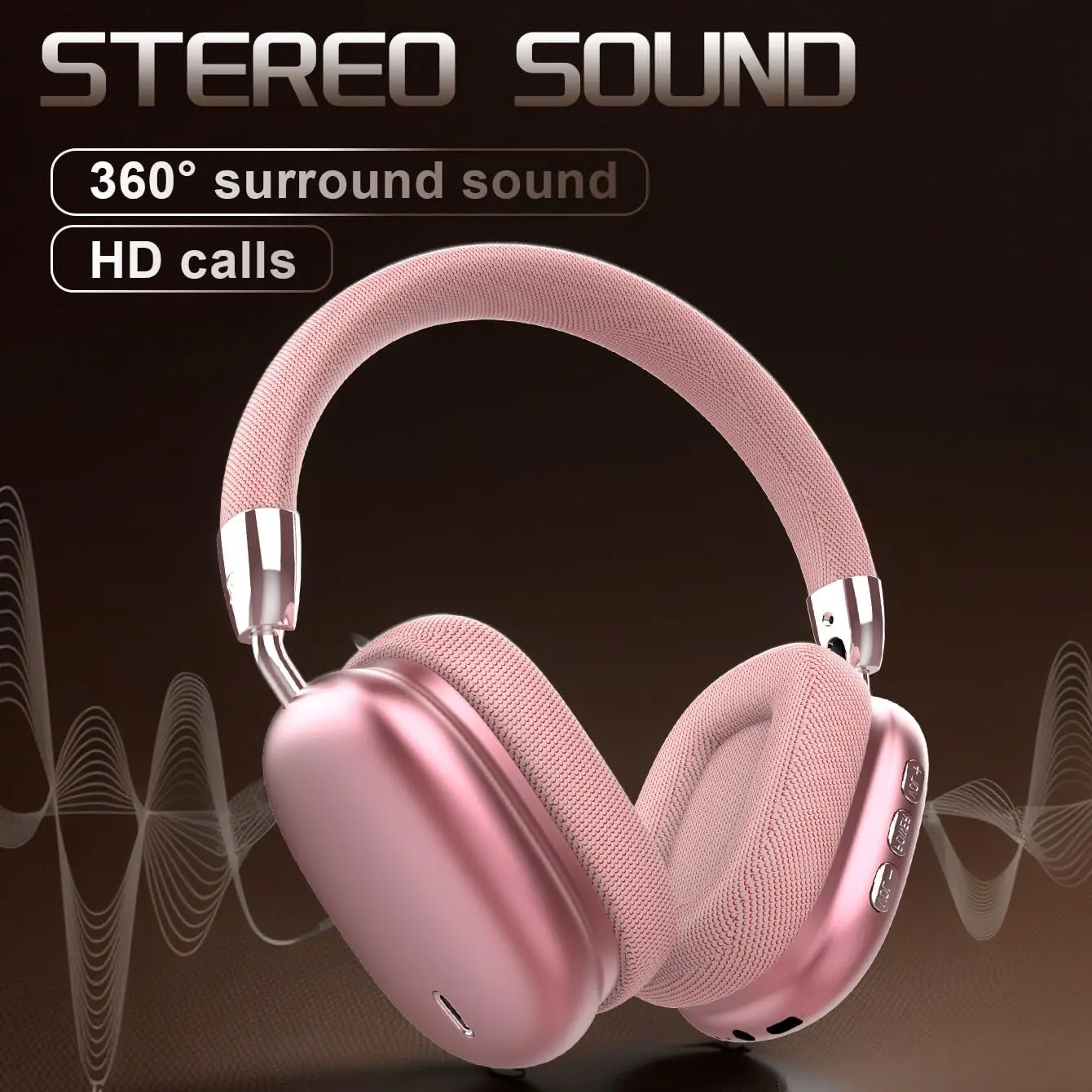 Pink Over-Ear Wireless Bluetooth Headphones,Foldable Bluetooth Headset with Hi-Fi Stereo Deep Bass,Built-in Mic,Up to 6-8H Playtime for iOS,Android,PC,Gifts for Teens & Students,back to school