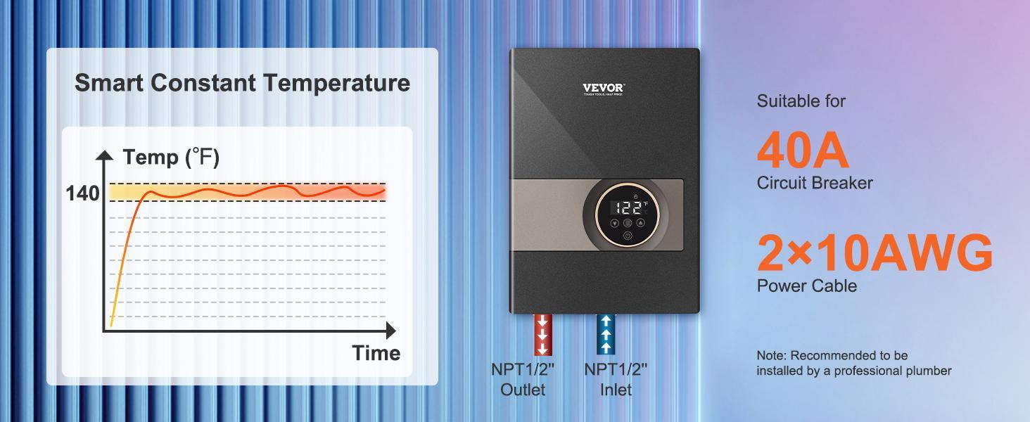 VEVOR Instant Water Heater, TikTokShopBlackFriday, 8kw On Demand Electric Tankless Water Boiler, Digital Temperature Display & Easy Installation & 24-Hour Water Supply, For Kitchen Bathroom Shower Mall Salon ETL Listed VEVOR Instant Water Heater, TikTokShopBlackFriday, 8kw On Demand Electric Tankless Water Boiler, Digital Temperature Display & Easy Installation & 24-Hour Water Supply, For Kitchen Bathroom Shower Mall Salon ETL Listed