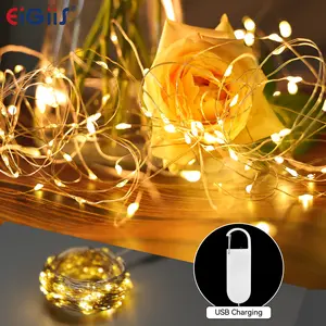 Rechargeable Fairy Lights with Hooks, 10m 100LED 450mAh Battery Operated String Lights, Waterproof Silver Wire Firefly Lamp for DIY Wedding Party Bedroom Christmas Centerpieces (Warm White)