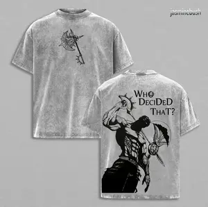 Seven Deadly Sins Escanor Oversized Tee - "Who Decided That" Pride Sin Retro Graphic Heavy Cotton Unisex Anime Streetwear Gift For Fans